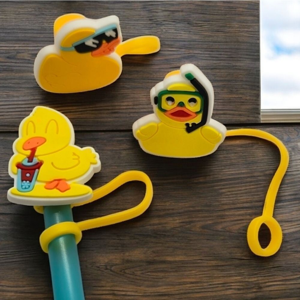 Rubber Duck Straw Topper NWT Stanley Yeti 3pc Silicone Reusable Yellow Ducky Set